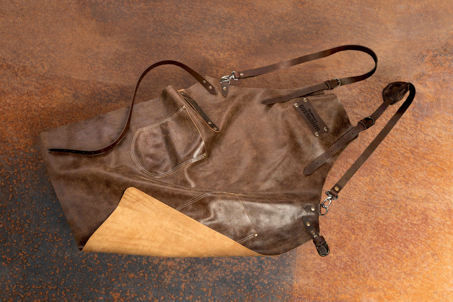 Lederschürze Antikleder Farbe "Cognac"