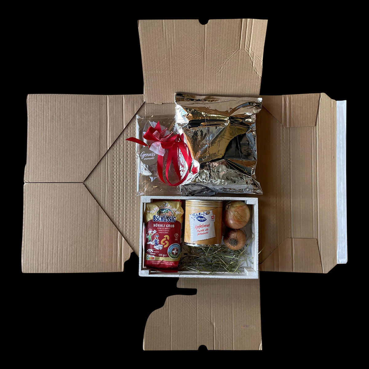 Geschenkharass Appenzeller Siedwurst Menu